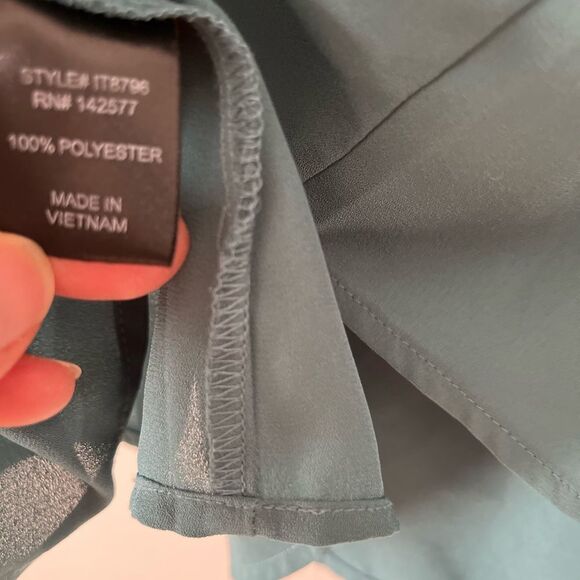 Iris teal/aquamarine off shoulder 2/3 sleeve blouse,elastic shoulder,loose fit S - Picture 6 of 7